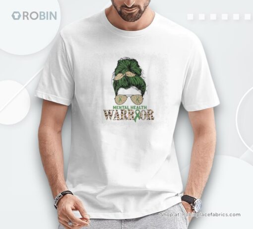 Messy Bun Warrior Leopard Mental Health Awareness Shirt