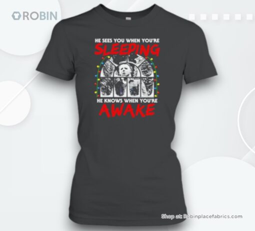 Michael Myers Sees You When You’re Sleeping Halloween Unisex Shirt