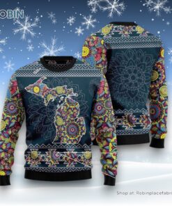 Michigan Blue Mandala Ugly Christmas Sweater