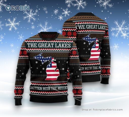 Michigan Smitten With The Mitten Ugly Christmas Sweatshirt, Sweater