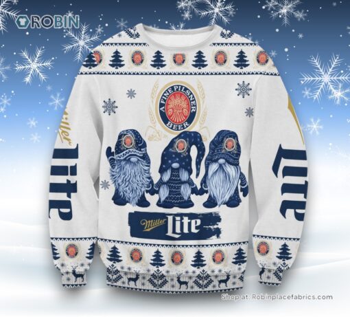 Miller Lite Gnomes Ugly Sweater and Sweatshirt