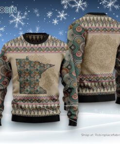 Minnesota Mandala Peace Ugly Christmas Sweater