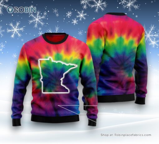 Minnesota Nice Tie Dye Ugly Christmas Sweater