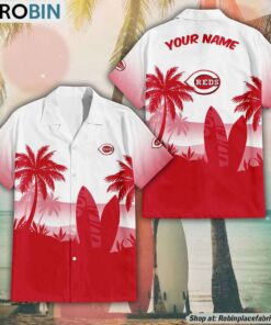 MLB Cincinnati Reds Summer Coconut Tree Pattern Aloha Shirt