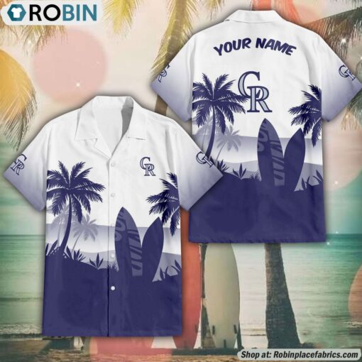 MLB Colorado Rockies Summer Coconut Tree Pattern Aloha Shirt