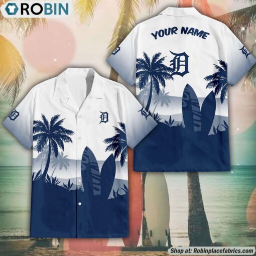 MLB Detroit Tigers Summer Coconut Tree Pattern Aloha Shirt