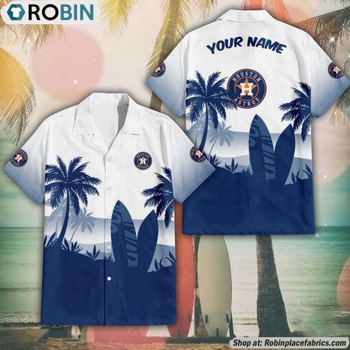 MLB Houston Astros Summer Coconut Tree Pattern Hawaiian Shirt