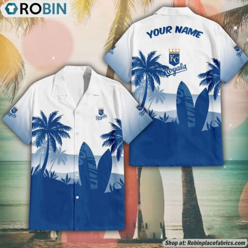 MLB Kansas City Royals Summer Coconut Tree Pattern Aloha Shirt