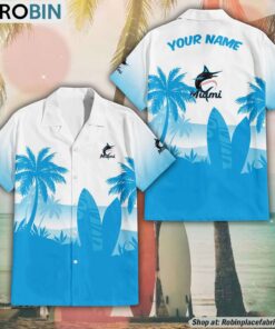 MLB Miami Marlins Summer Coconut Tree Pattern Aloha Shirt