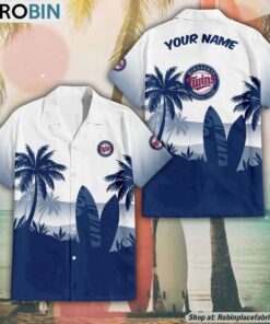 MLB Minnesota Twins Summer Coconut Tree Pattern Aloha Shirt