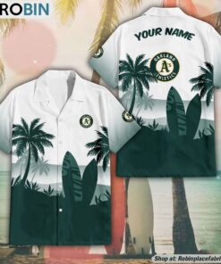 MLB Oakland Athletics Summer Coconut Tree Pattern Hawaiian Shirt MLB Oakland Athletics Summer Coconut Tree Pattern Hawaiian Shirt