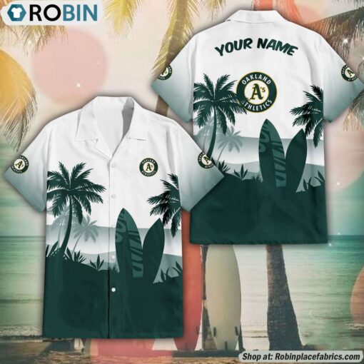MLB Oakland Athletics Summer Coconut Tree Pattern Hawaiian Shirt