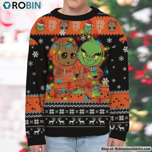 MLB San Francisco Giants Baby Groot And Grinch Best Friends Ugly Christmas Sweatshirt & Sweater