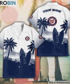 MLB Washington Nationals Summer Coconut Tree Pattern Aloha Shirt