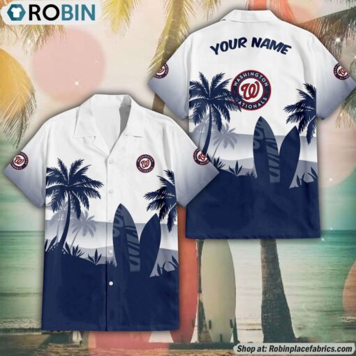MLB Washington Nationals Summer Coconut Tree Pattern Aloha Shirt