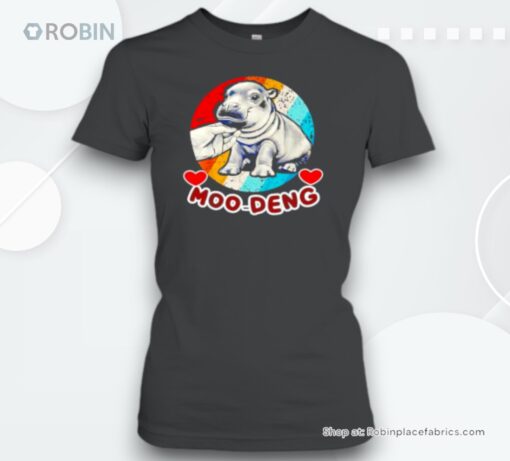 Moo Deng Bouncy Pig In Vintage Style The Cute Baby Hippo Unisex Shirt