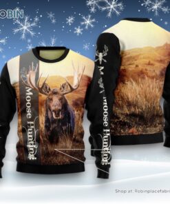 Moose Hunting Ugly Christmas Sweater
