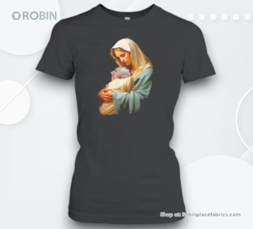 Mother Mary Moo Deng Baby Hippo Graphic Unisex Shirt