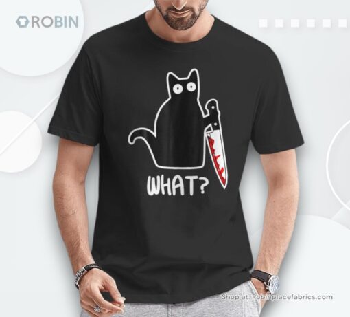 Murder Cat Black Cat Murderous With Knife Halloween Shirt