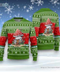 Mushrooms Green Pattern Ugly Christmas Sweater For Men And Women, Farm Ugly Sweater