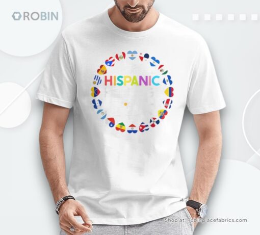 National Hispanic Heritage Month All Countries Flags Hearts Shirt