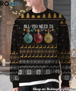 NBA All You Need Is Peace Love And Los Angeles Lakers Ugly Christmas Sweatshirt, Sweater