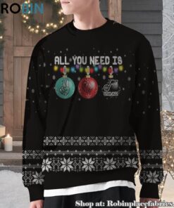 NBA All You Need Is Peace Love And Utah Jazz Ugly Christmas Sweatshirt, Sweater NBA All You Need Is Peace Love And Utah Jazz Ugly Christmas Sweatshirt, Sweater