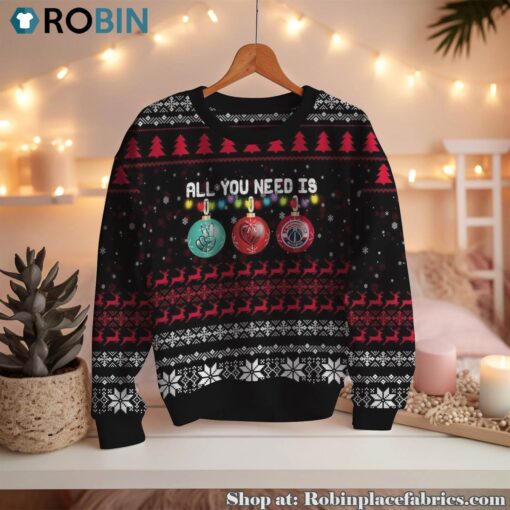 NBA All You Need Is Peace Love And Washington Wizards Ugly Christmas Sweatshirt, Sweater