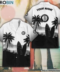 NBA Brooklyn Nets Summer Coconut Tree Pattern Aloha Shirt NBA Brooklyn Nets Summer Coconut Tree Pattern Aloha Shirt