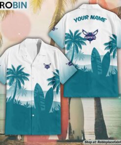 NBA Charlotte Hornets Summer Coconut Tree Pattern Aloha Shirt
