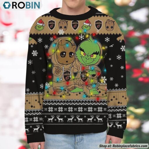 NBA Cleveland Cavaliers Baby Groot And Grinch Best Friends Ugly Christmas Sweatshirt & Sweater