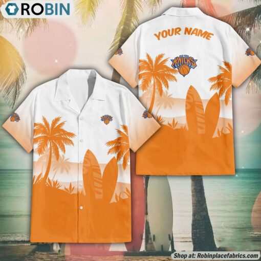 NBA New York Knicks Summer Coconut Tree Pattern Aloha Shirt