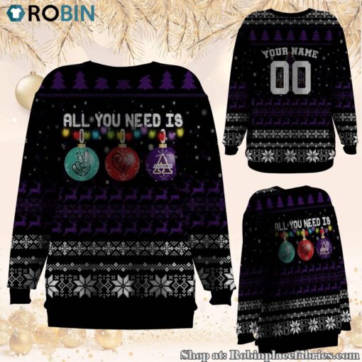 NCAA All You Need Is Peace Love And Alcorn State Braves Ugly Christmas Sweatshirt, Sweater