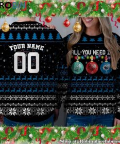 NCAA All You Need Is Peace Love And DePaul Blue Demons Ugly Christmas Sweatshirt, Sweater