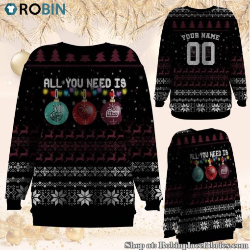 NCAA All You Need Is Peace Love And Little Rock Trojans Ugly Christmas Sweatshirt, Sweater