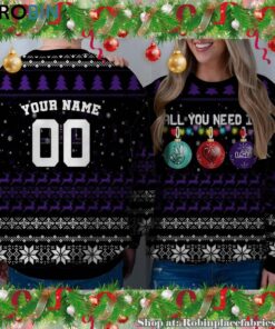 NCAA All You Need Is Peace Love And LSU Tigers Ugly Christmas Sweatshirt, Sweater