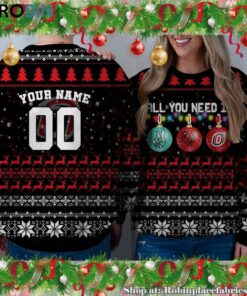 NCAA All You Need Is Peace Love And Nebraska Omaha Mavericks Ugly Christmas Sweatshirt, Sweater
