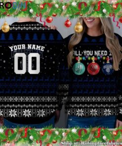 NCAA All You Need Is Peace Love And Queens University Royals Ugly Christmas Sweatshirt, Sweater