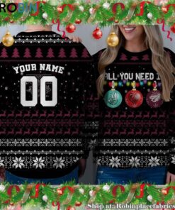 NCAA All You Need Is Peace Love And Southern Illinois Salukis Ugly Christmas Sweatshirt, Sweater