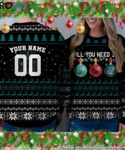 NCAA All You Need Is Peace Love And UNC-Wilmington Seahawks Ugly Christmas Sweatshirt, Sweater