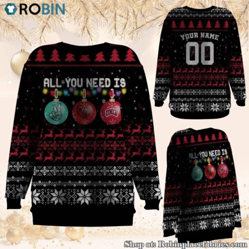 NCAA All You Need Is Peace Love And UNLV Rebels Ugly Christmas Sweatshirt, Sweater