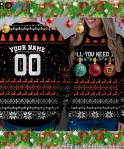 NCAA All You Need Is Peace Love And UTRGV Vaqueros Ugly Christmas Sweatshirt, Sweater