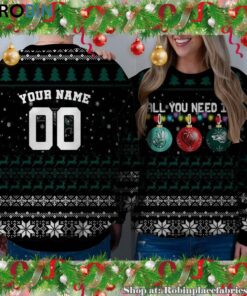 NCAA All You Need Is Peace Love And Wagner Seahawks Ugly Christmas Sweatshirt, Sweater