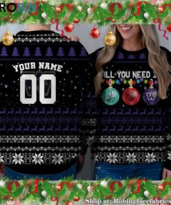 NCAA All You Need Is Peace Love And Washington Huskies Ugly Christmas Sweatshirt, Sweater NCAA All You Need Is Peace Love And Washington Huskies Ugly Christmas Sweatshirt, Sweater
