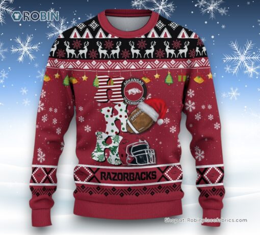 NCAA Arkansas Razorbacks HO HO HO Ugly Christmas Sweater and Sweatshirt