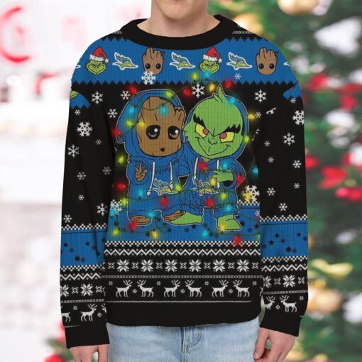 NCAA Cal State Bakersfield Roadrunners Baby Groot And Grinch Best Friends Ugly Christmas Sweatshirt & Sweater