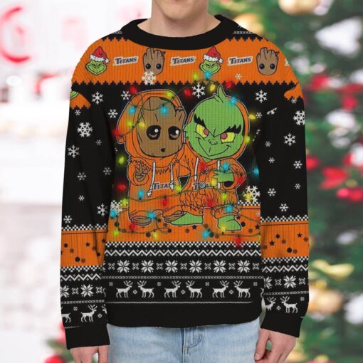 NCAA Cal State Fullerton Titans Baby Groot And Grinch Best Friends Ugly Christmas Sweatshirt & Sweater