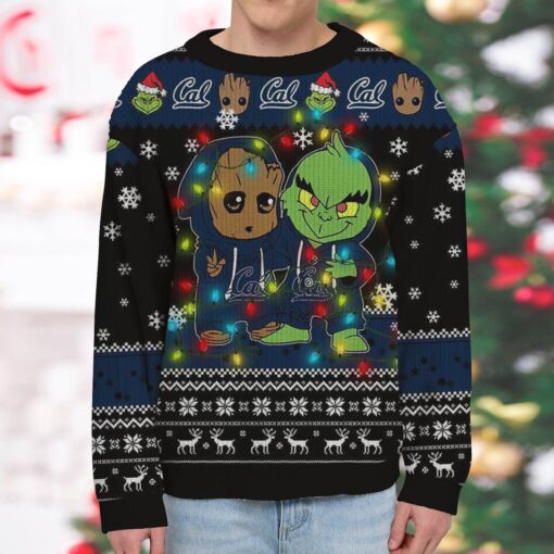 NCAA California Golden Bears Baby Groot And Grinch Best Friends Ugly Christmas Sweatshirt & Sweater