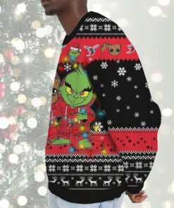 NCAA Delaware State Hornets Baby Groot And Grinch Best Friends Ugly Christmas Sweatshirt & Sweater
