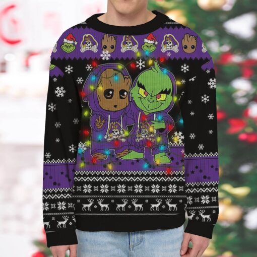 East Carolina Pirates Baby Groot And Grinch Best Friends Ugly Christmas Sweatshirt & Sweater